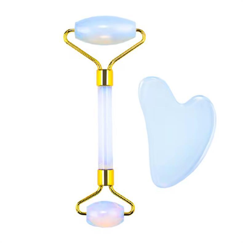 Rose Quartz Jade Dual-Head Roller Heart-Shaped Gua Sha