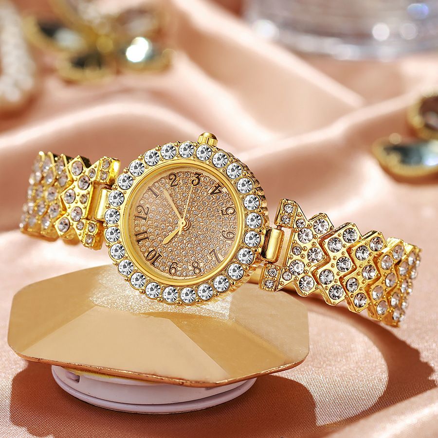 Women's quartz watch with rhinestone detail and Roman numerals