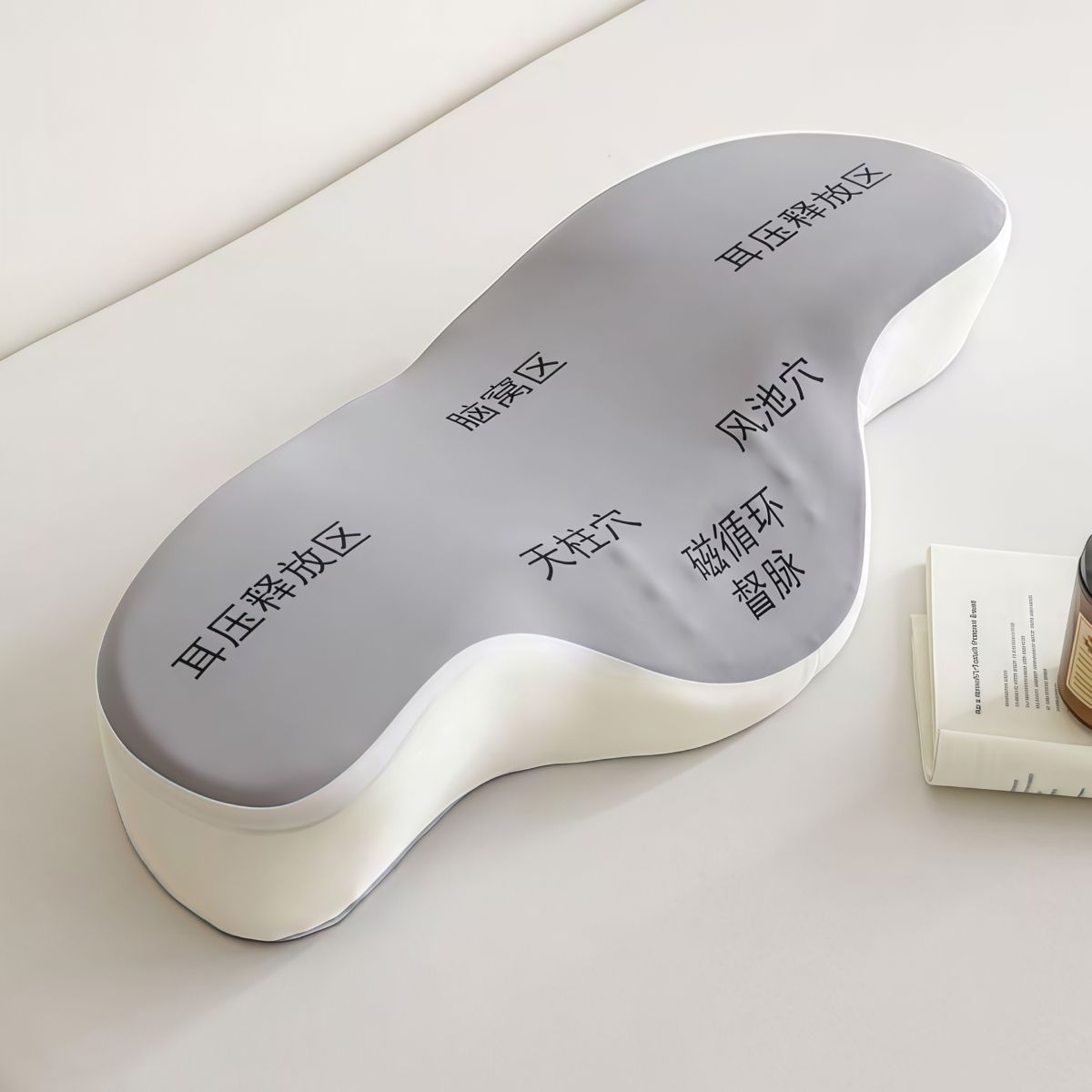 Memory foam pillow, cervical spine correction with massage