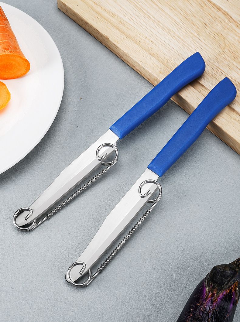 Fruit and vegetable peeler knife, adjustable spring slicer