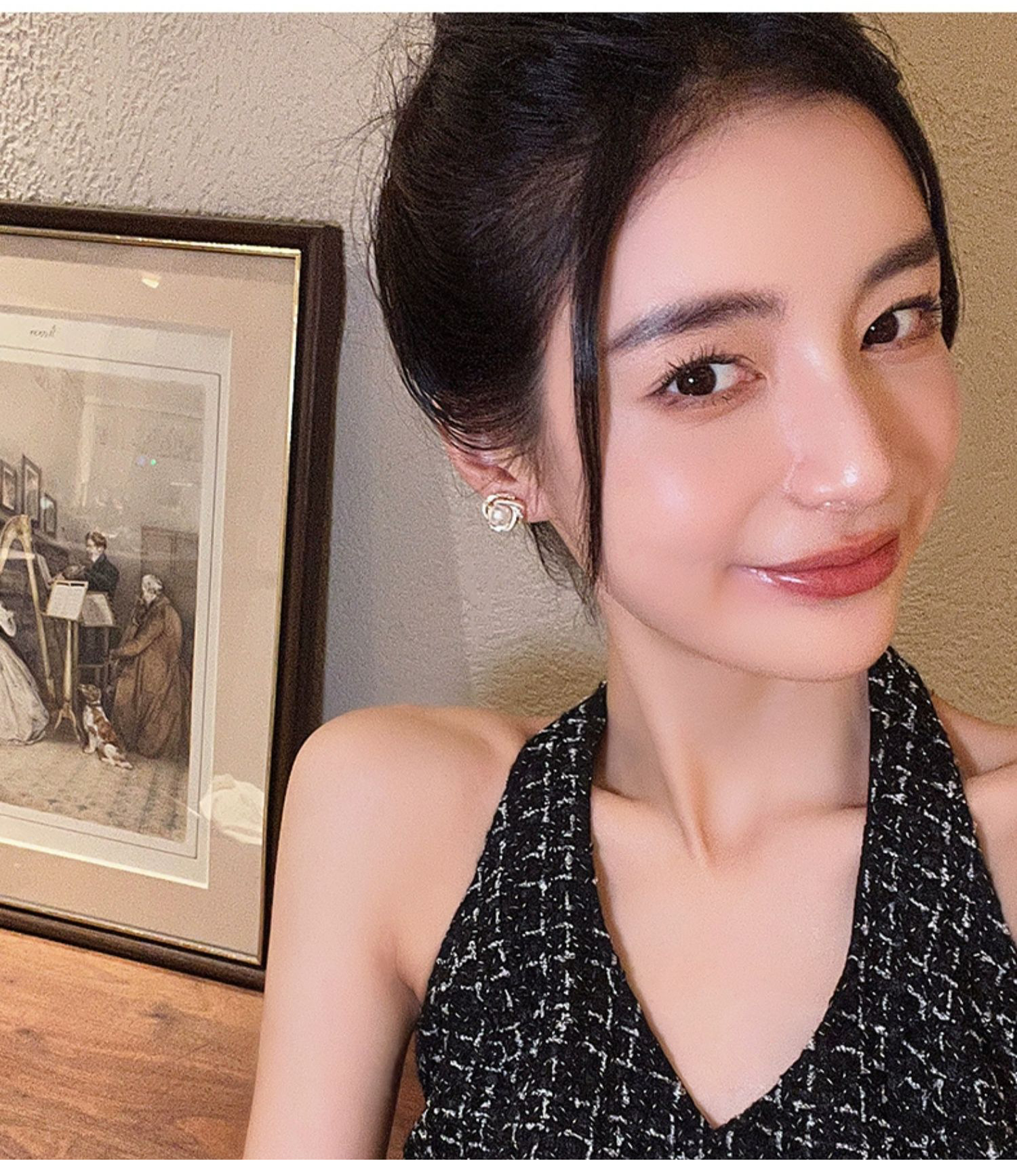 925 Silver Stud Earrings Women French Style Luxury Elegant