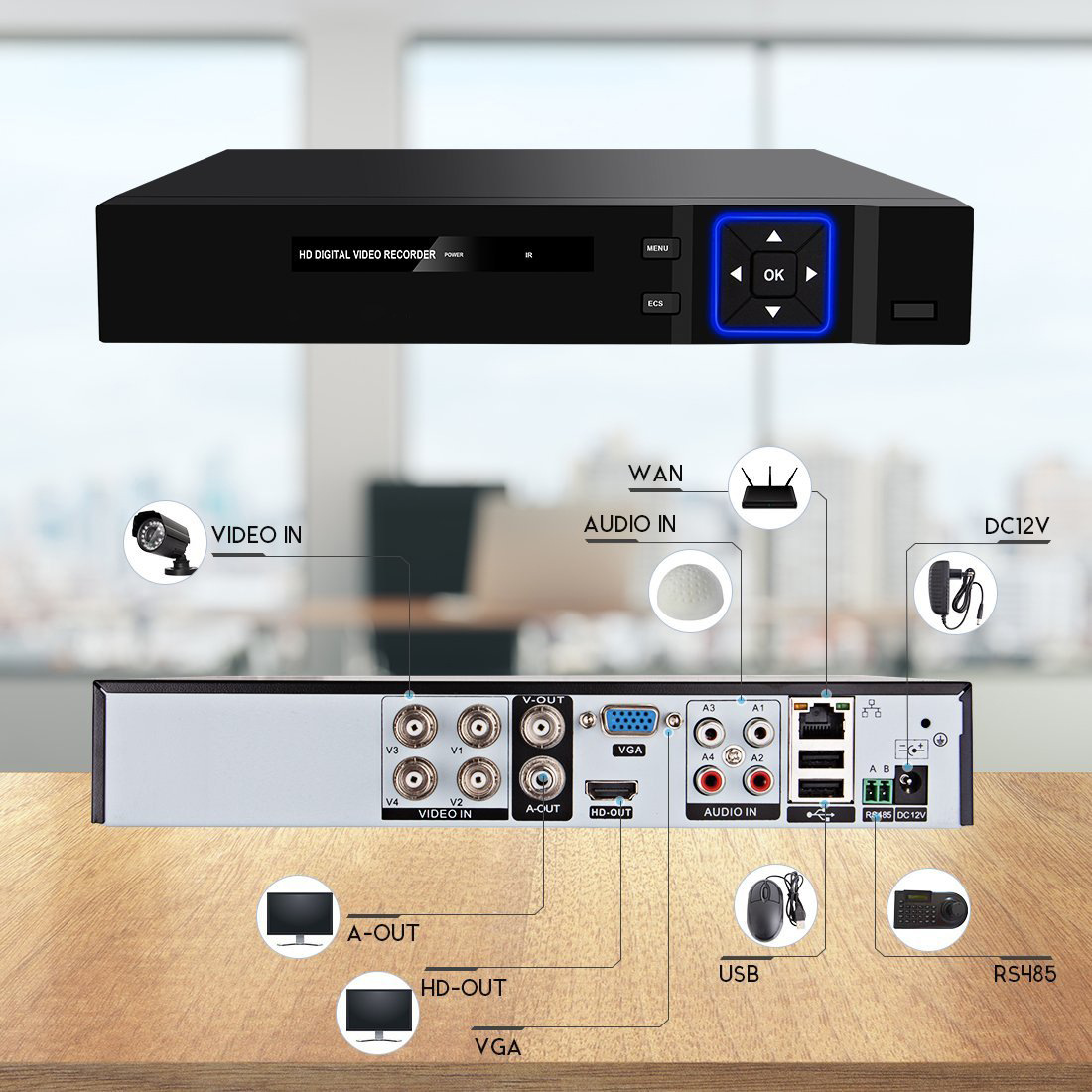 AHD TVI 4-in-1 kamera, 4/8 kanallı ağ izleme seti