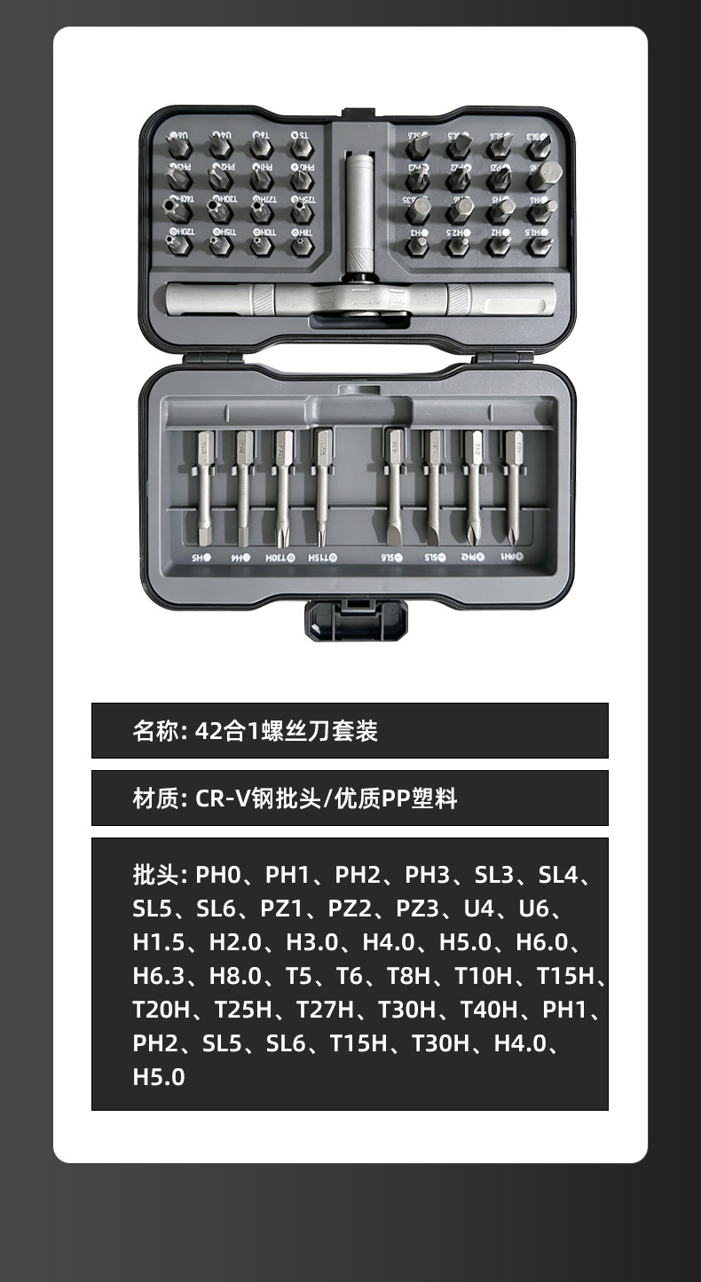 Screwdriver set, 41-piece, multifunctional