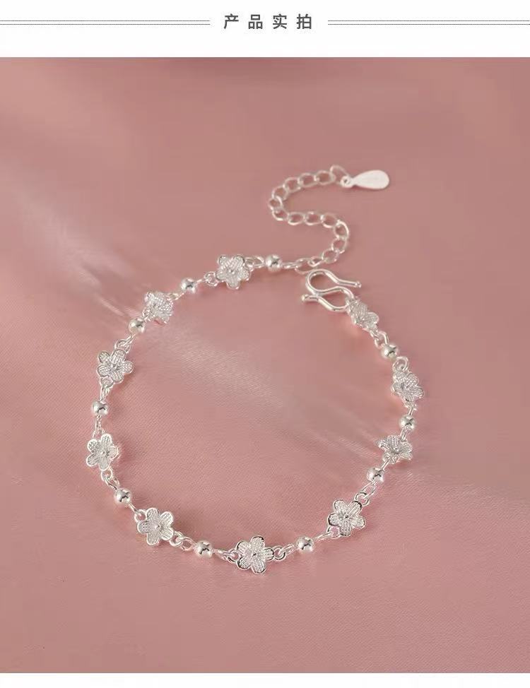 925er Silber Blüten-Armband elegant für Damen