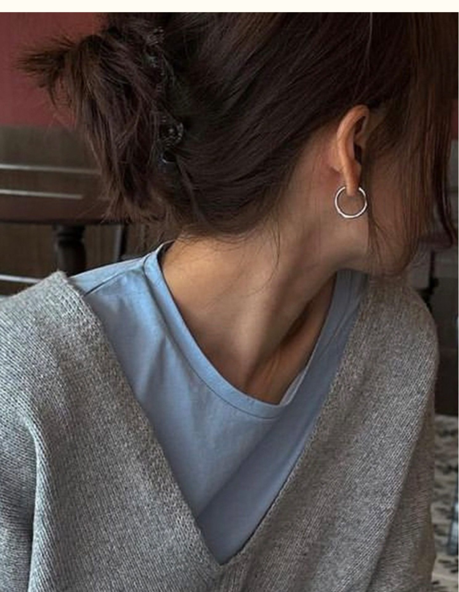 S999 sterling silver earring studs simple hoop design no-remove