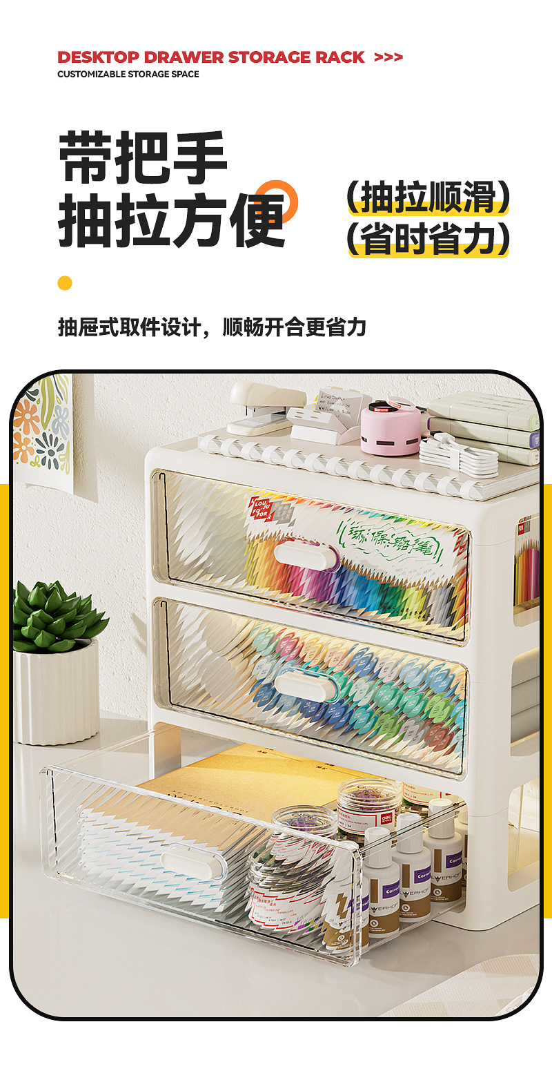 Desktop storage organizer, multi-layer, transparent
