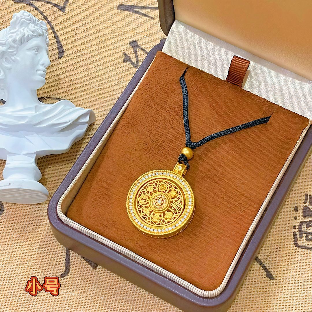Vietnamese gold compass pendant rotatable women necklace