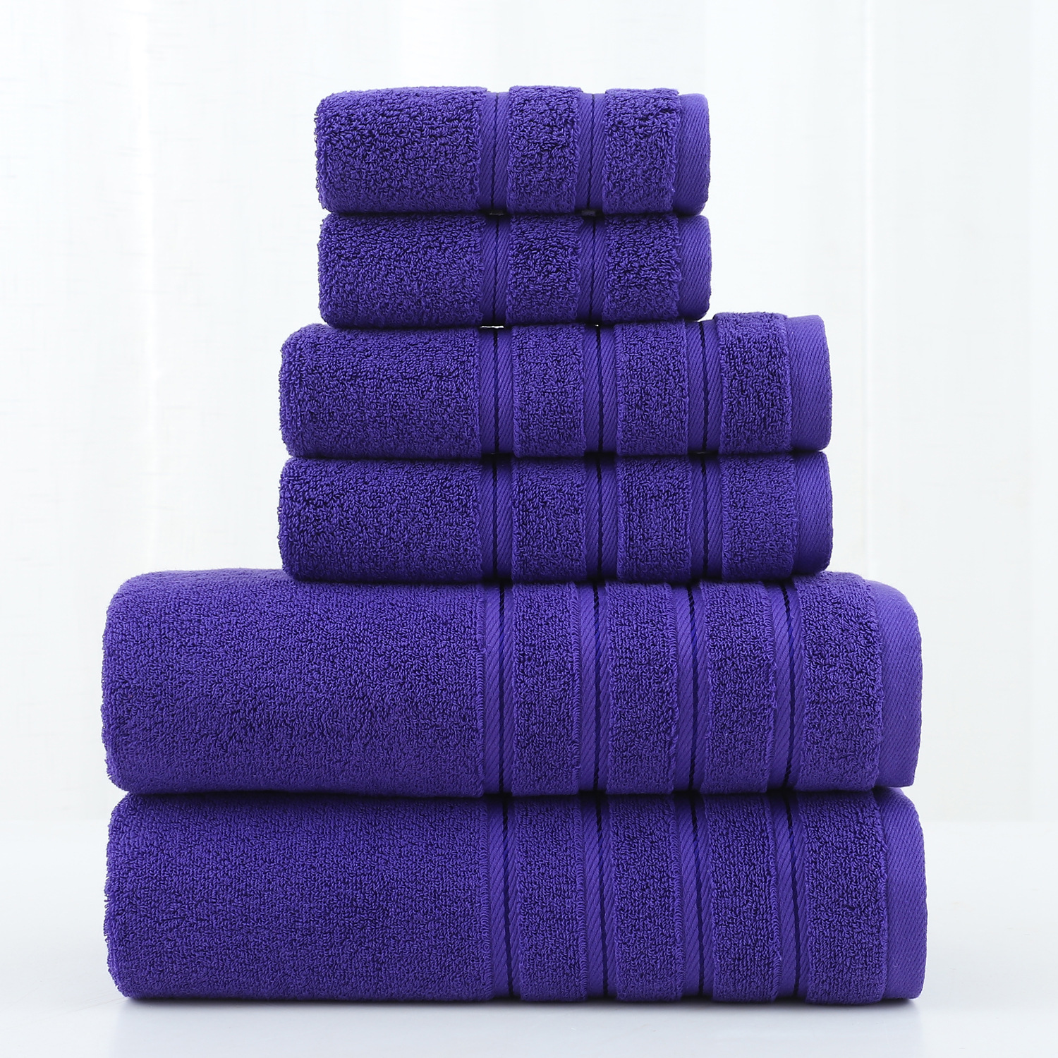 Cotton towel set 6-piece twill weave combed cotton bath and hand towels