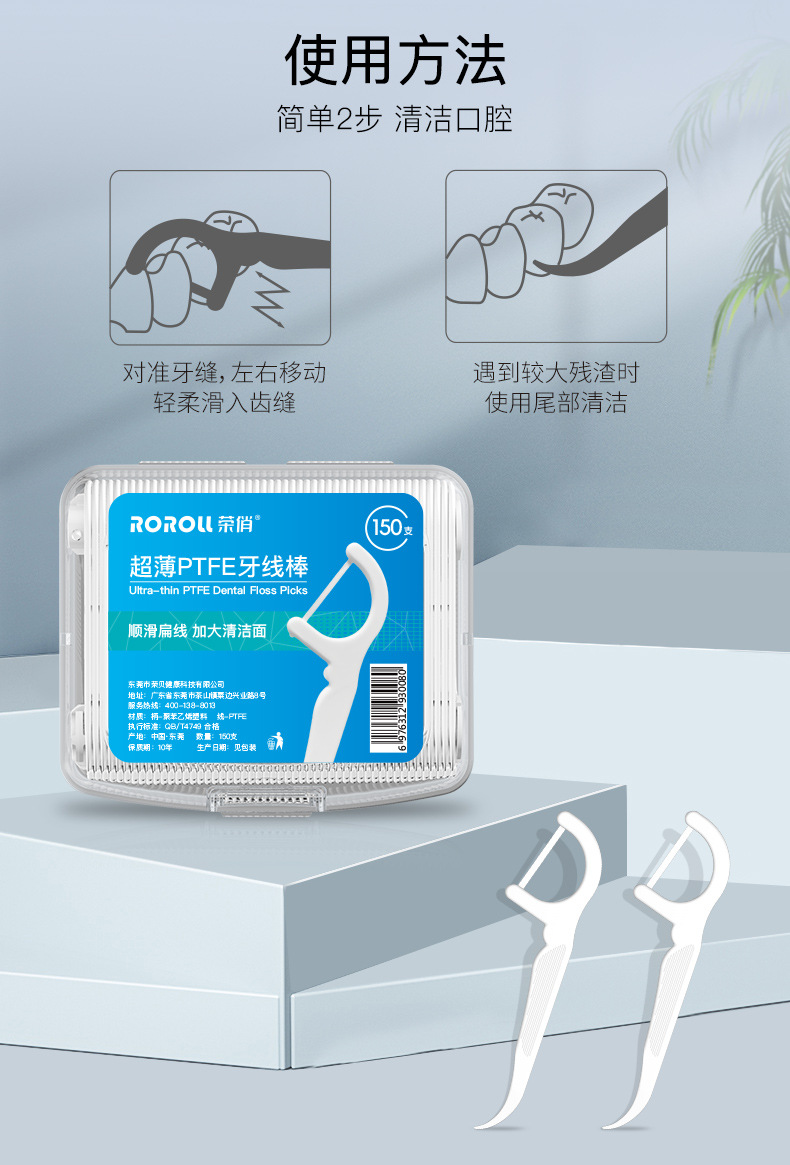 Dental Floss, PTFE Flat Wire, Ultra-Thin, 150 Pieces