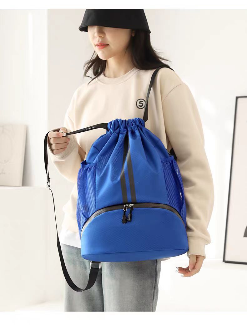 Wet-dry separation sports backpack, dual shoulder straps