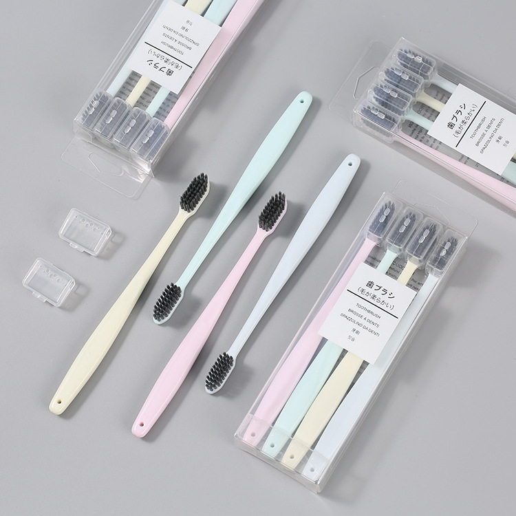 Japanese-style toothbrush 4-pack, medium soft bristles