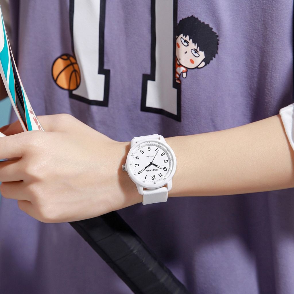 Quartz watch with silent pointer, waterproof, youth model