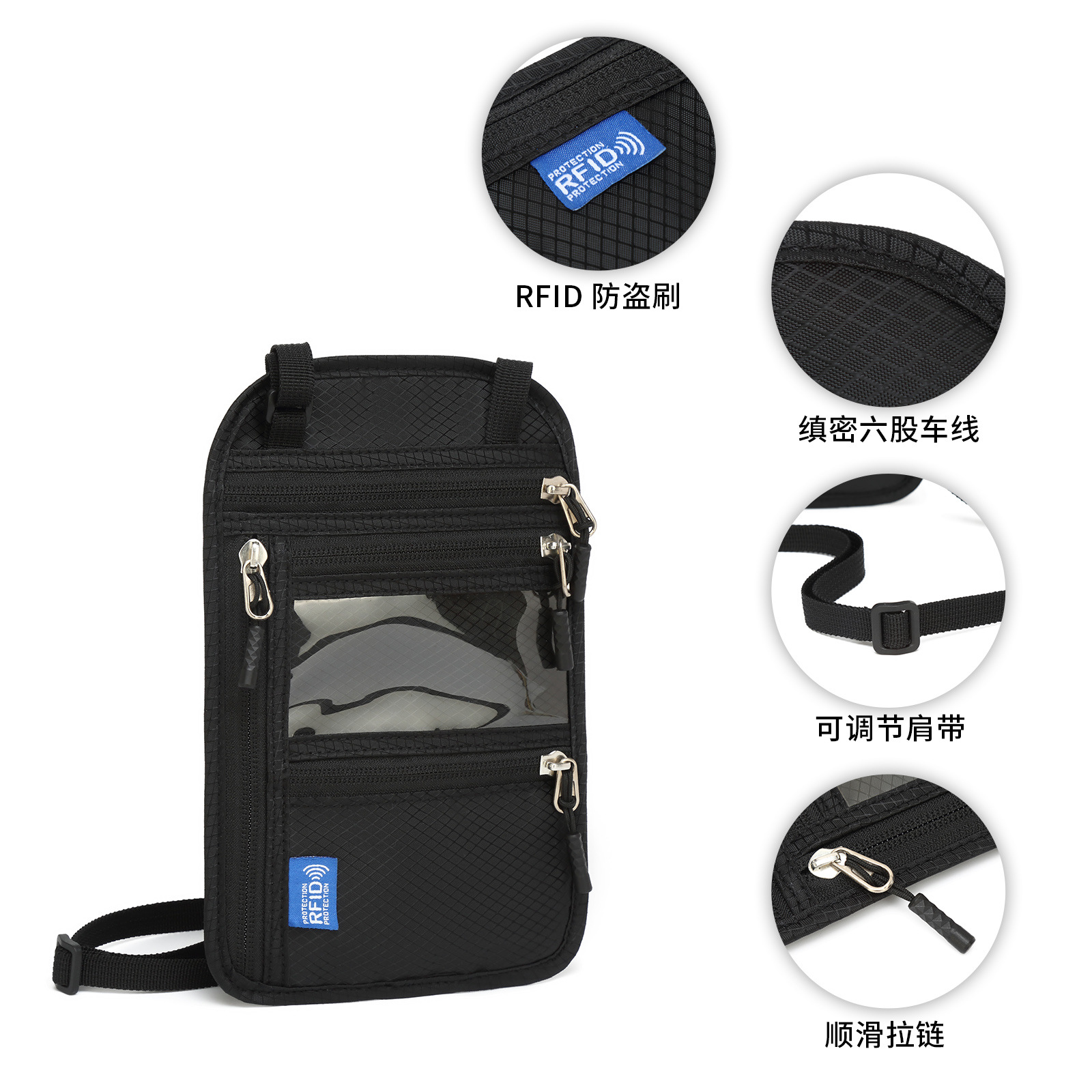 RFID document organizer, neck strap, passport protection case