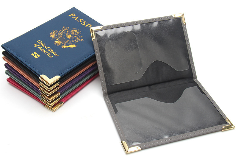 Passport Holder, Leather with Gold Hardware Corners