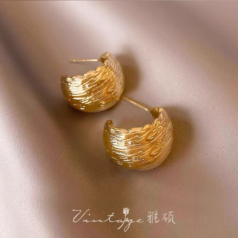 14K gold-plated geometric earrings, vintage style