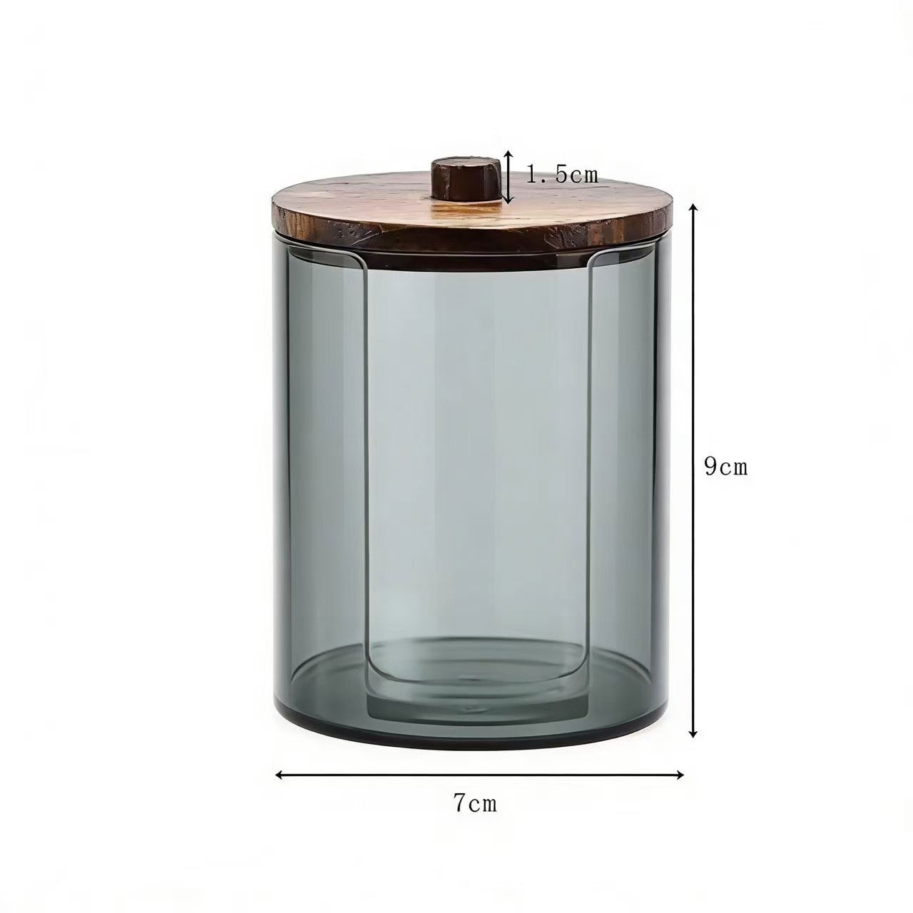 Acrylic Cotton Swab Storage Box, Transparent Gray Stackable Cosmetics Organizer