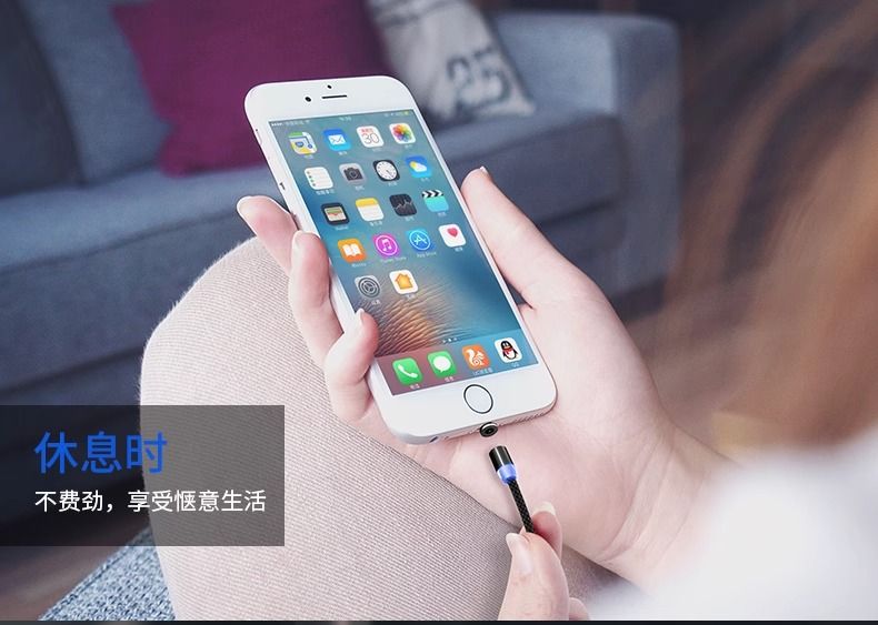 Manyetik şarj kablosu 3-in-1, yuvarlak kafa, Apple/Android/Type-C