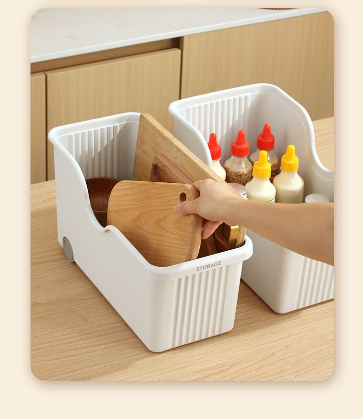Kunststoff-Küchenlagerbox mit Rädern, japanischer Stil