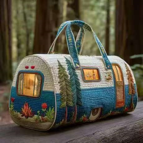 Gesteppte Reisetasche mit 3D-Druck