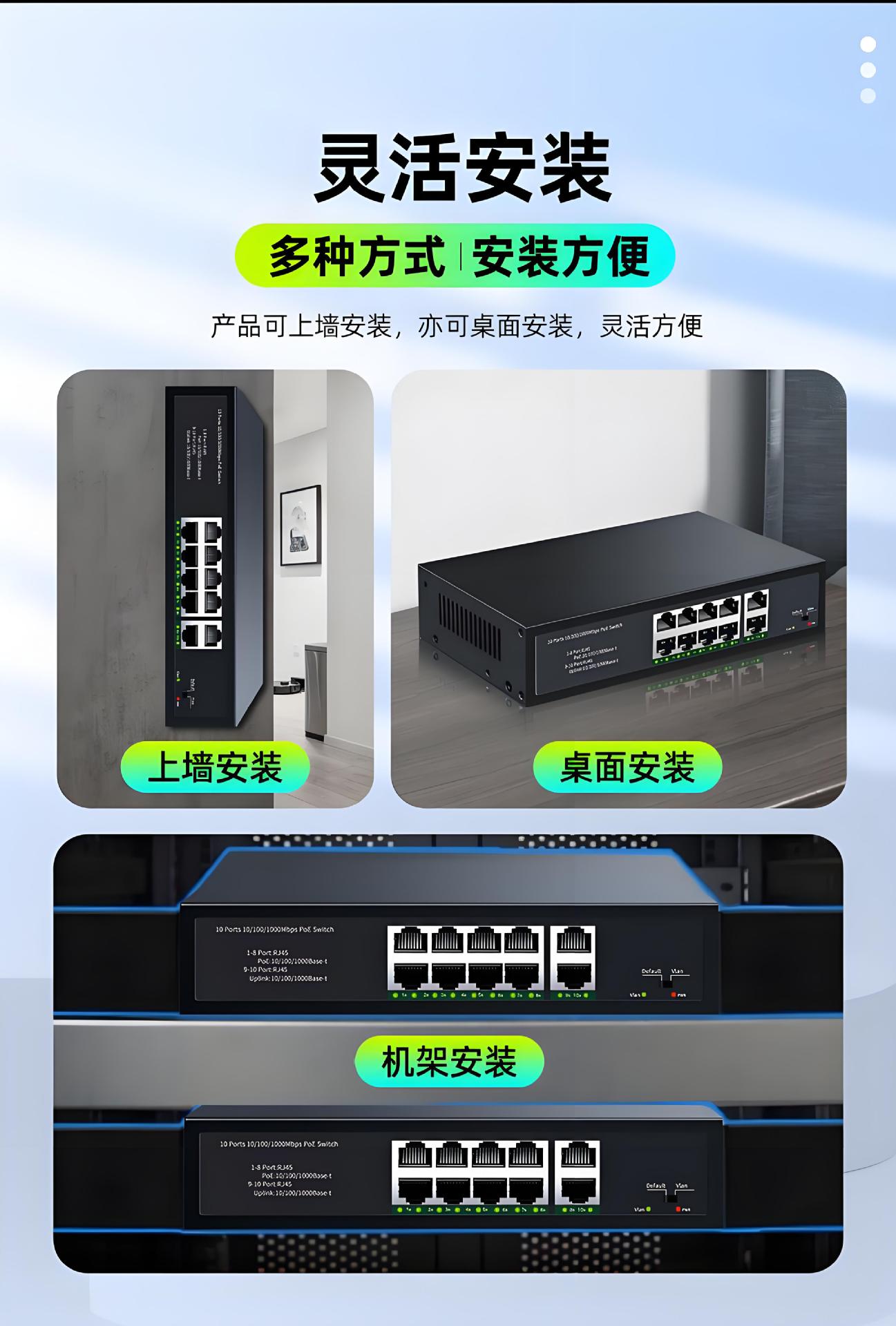 POE-Switch 4/8/16/24-Port Gigabit mit Kameraspannungsversorgung