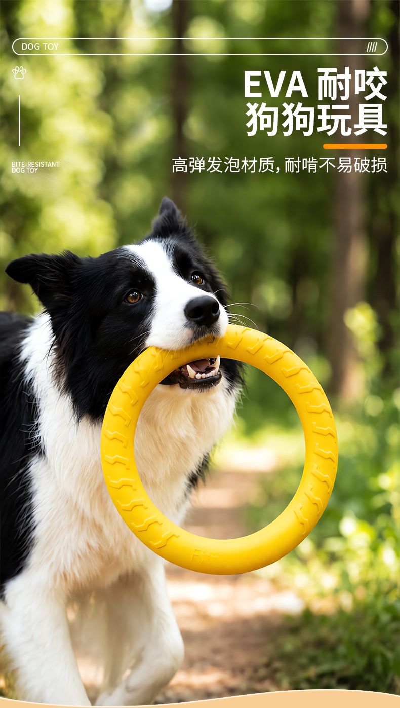 EVA发泡耐咬狗狗玩具 狗狗自嗨解闷宠物球户外互动小狗飞盘狗拉环