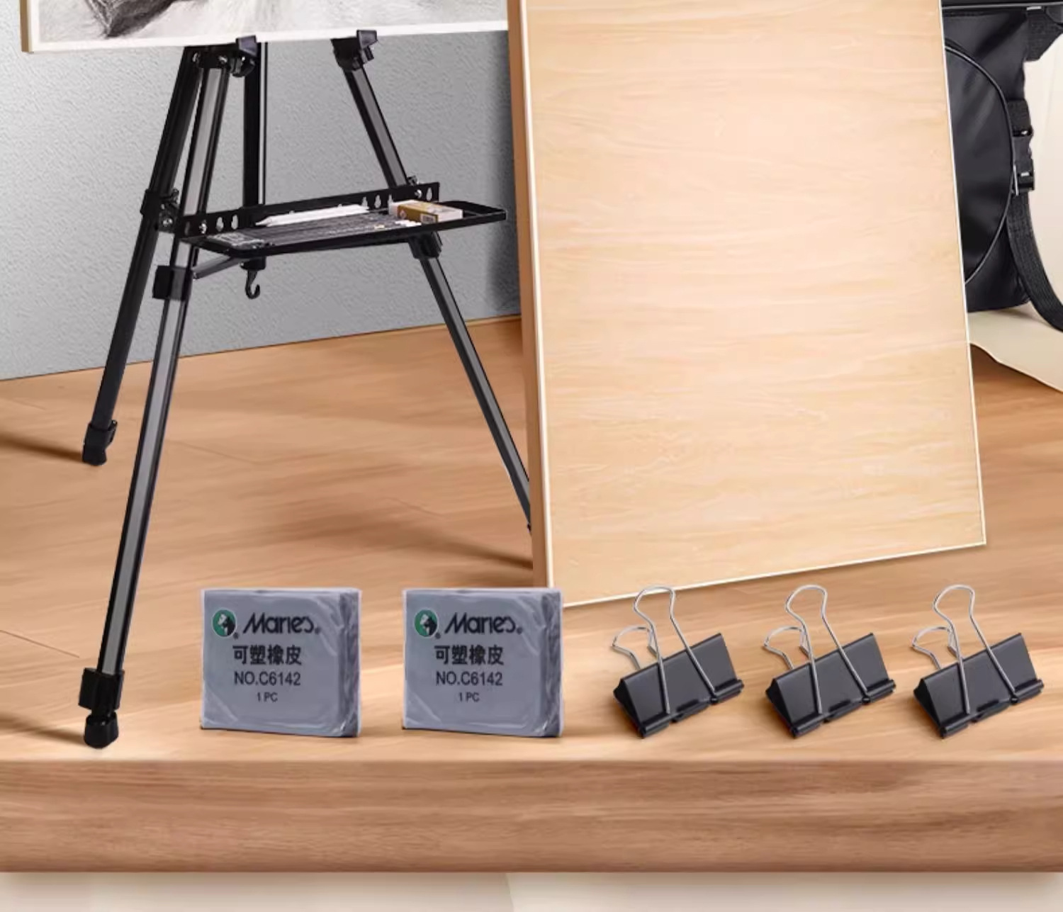 Taslak seti, sanat, kömür kalem, kroki kağıdı, tam set