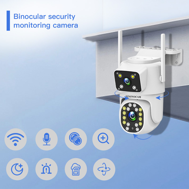 Dual-lens 2.4GHz wireless camera home security two-way intercom