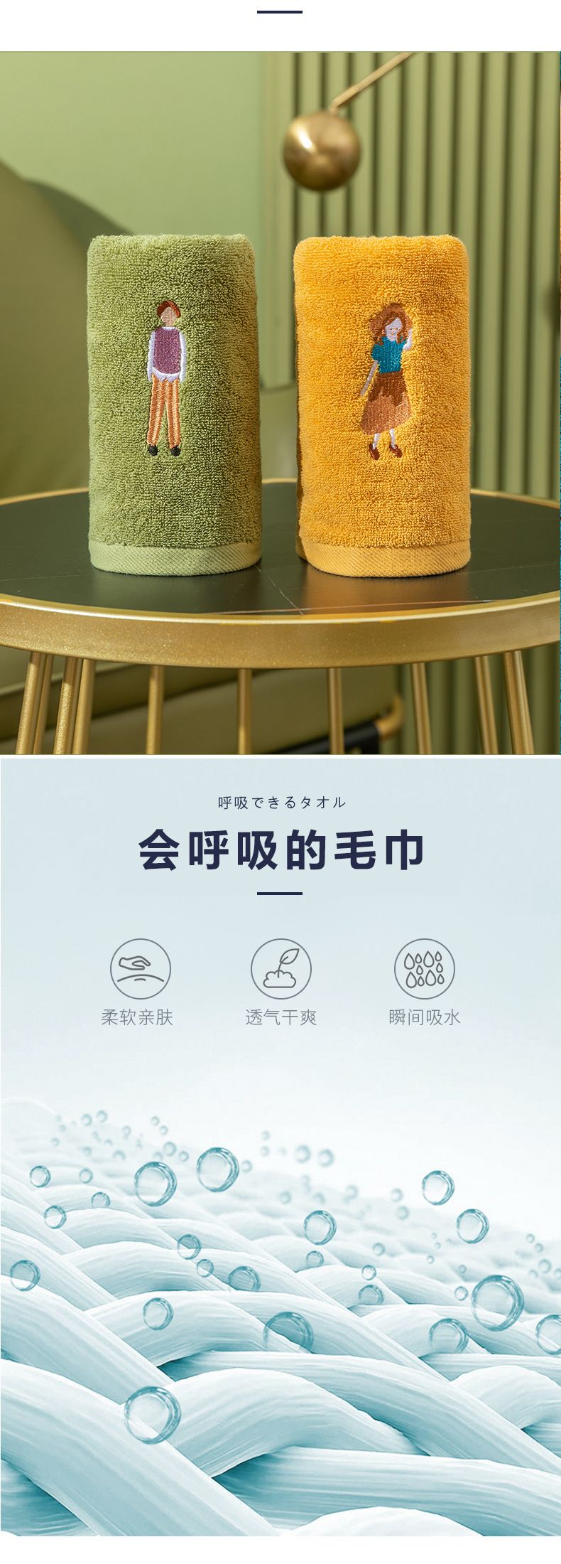 情侣毛巾纯棉吸水不掉毛巾男洗脸洗澡家用全棉女可爱创意一对套装