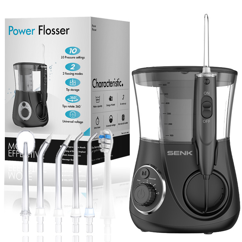 Electric water flosser, large capacity, 6 nozzles