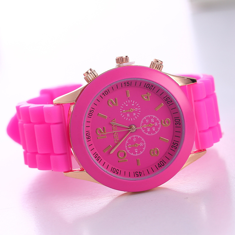 Geneva silicone sports watch, colorful jelly design, women's and student model