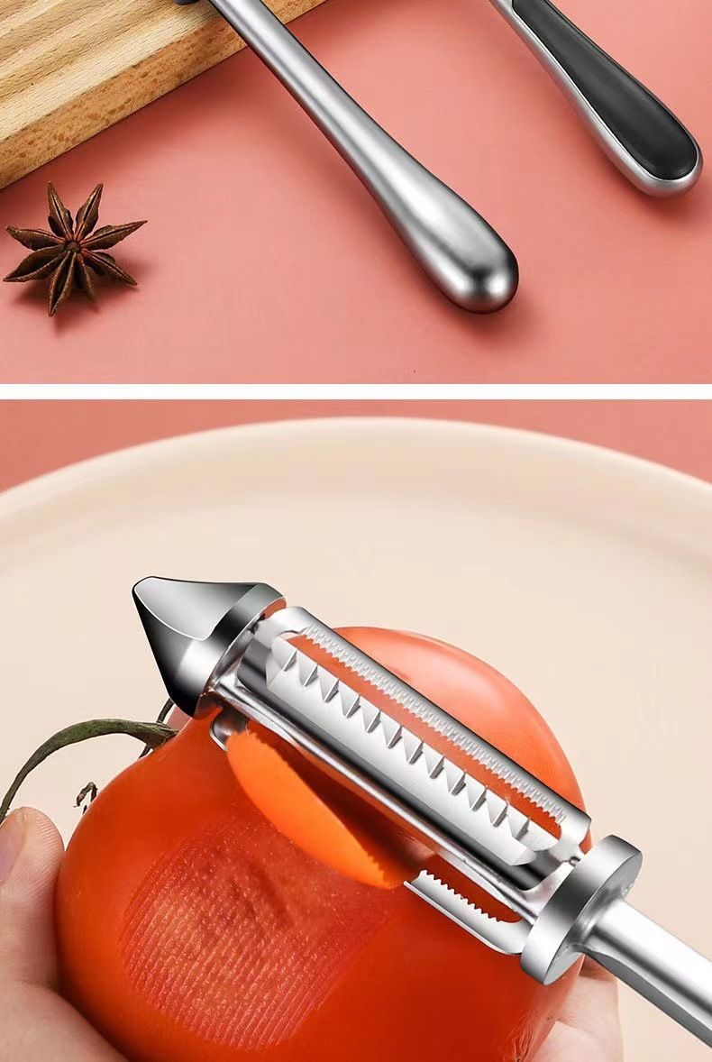Zinc alloy three-in-one vegetable peeler, stainless steel kitchen grater