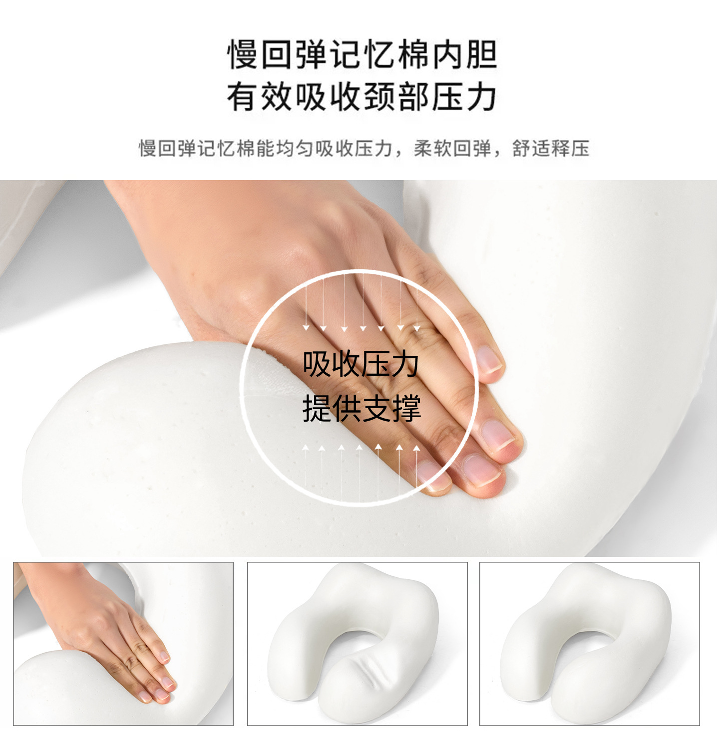 Memory foam U-shaped neck pillow, portable