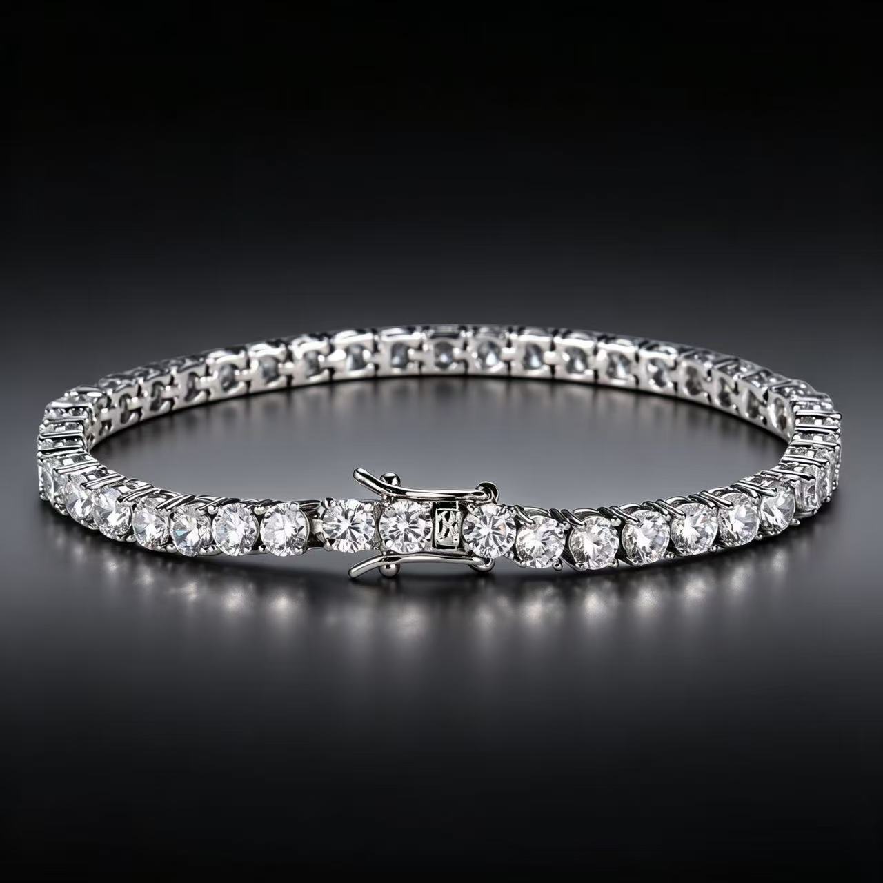 Tennis bracelet with white zirconia, silver jewelry, high-gloss, premium feel