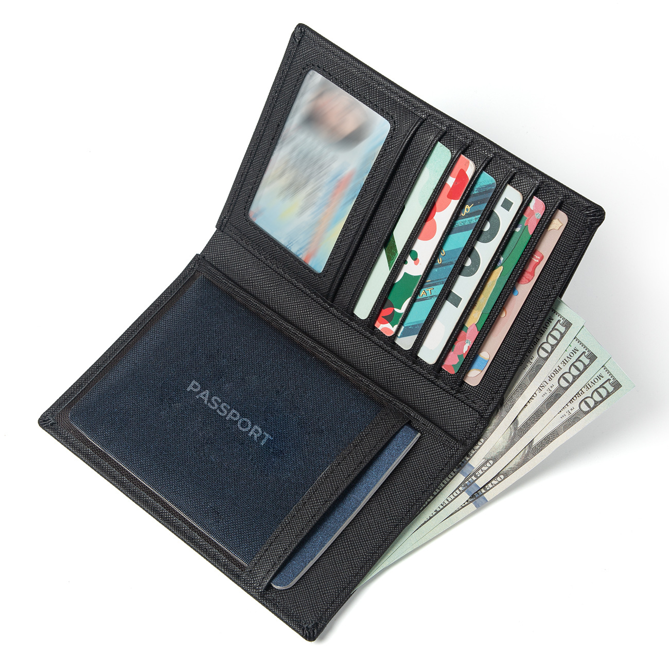 Deri Pasaport Çantası Retro Çok Kartlı RFID Koruması