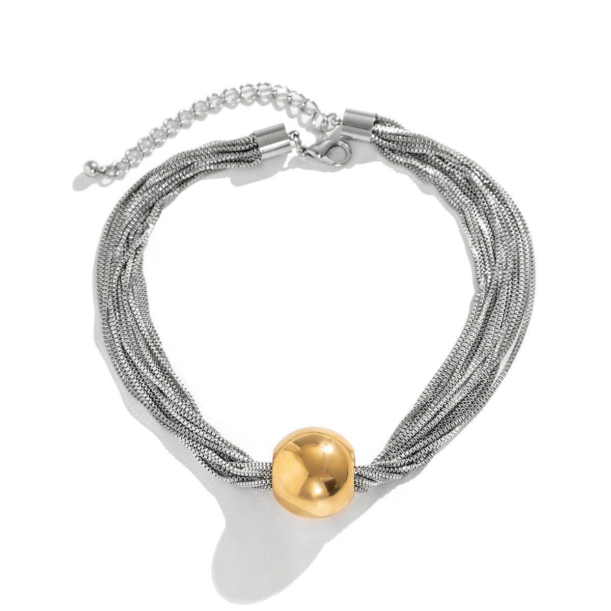 Multi-layer chain pendant necklace with spherical design