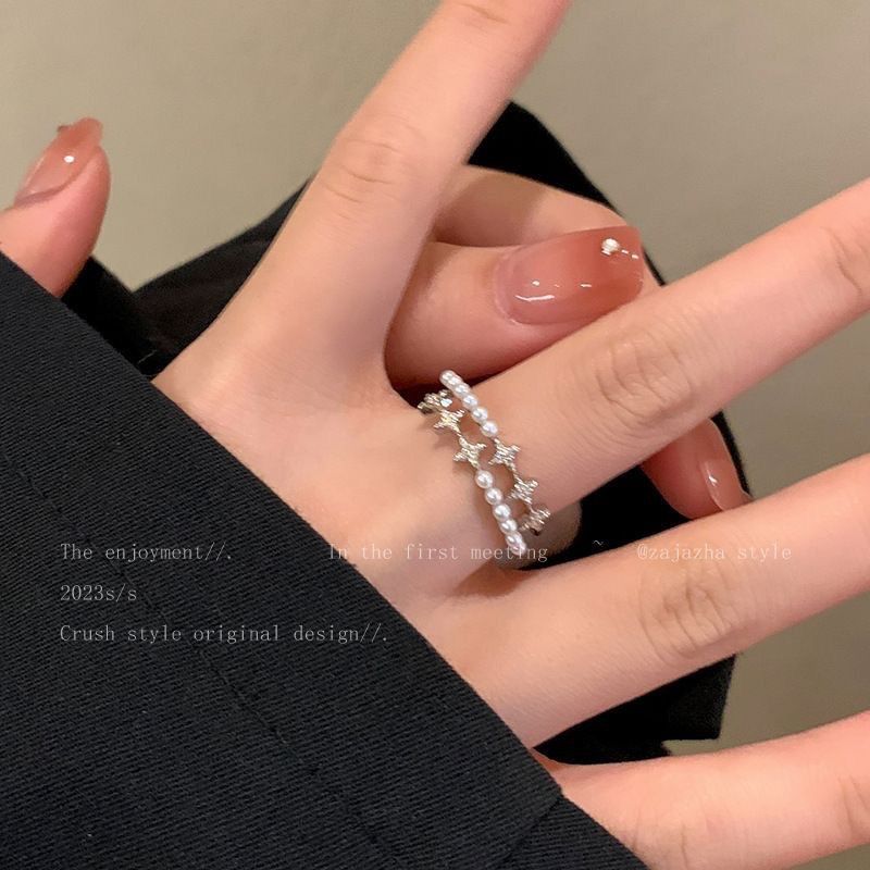 十只装】戒指韩版爱心女小众设计百搭轻奢指环姐妹戒指可调节
