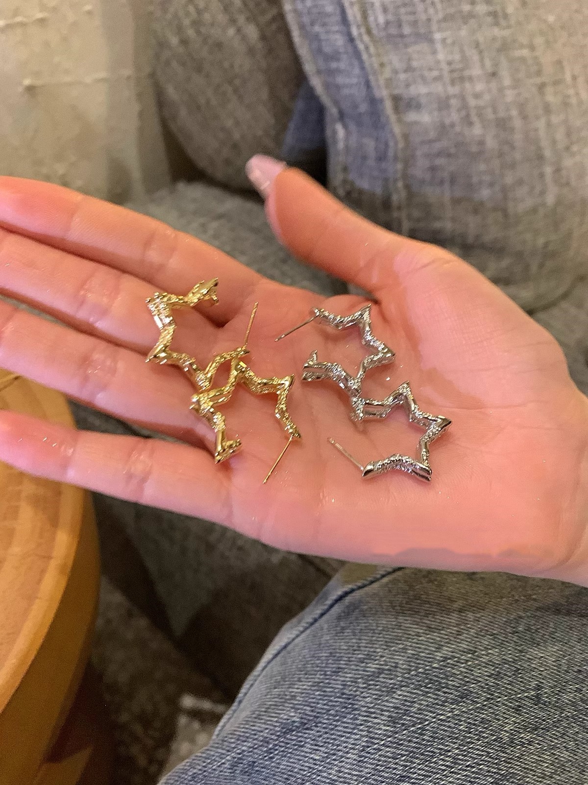 Minimalist metal pentagram küpeler kadın yeni tasarım çivi tipi