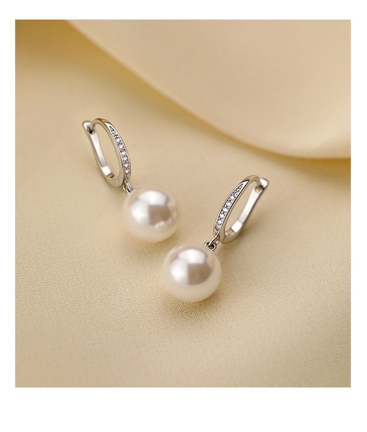 999 Silver Needle Earrings, Sparkling Crystal, Women's