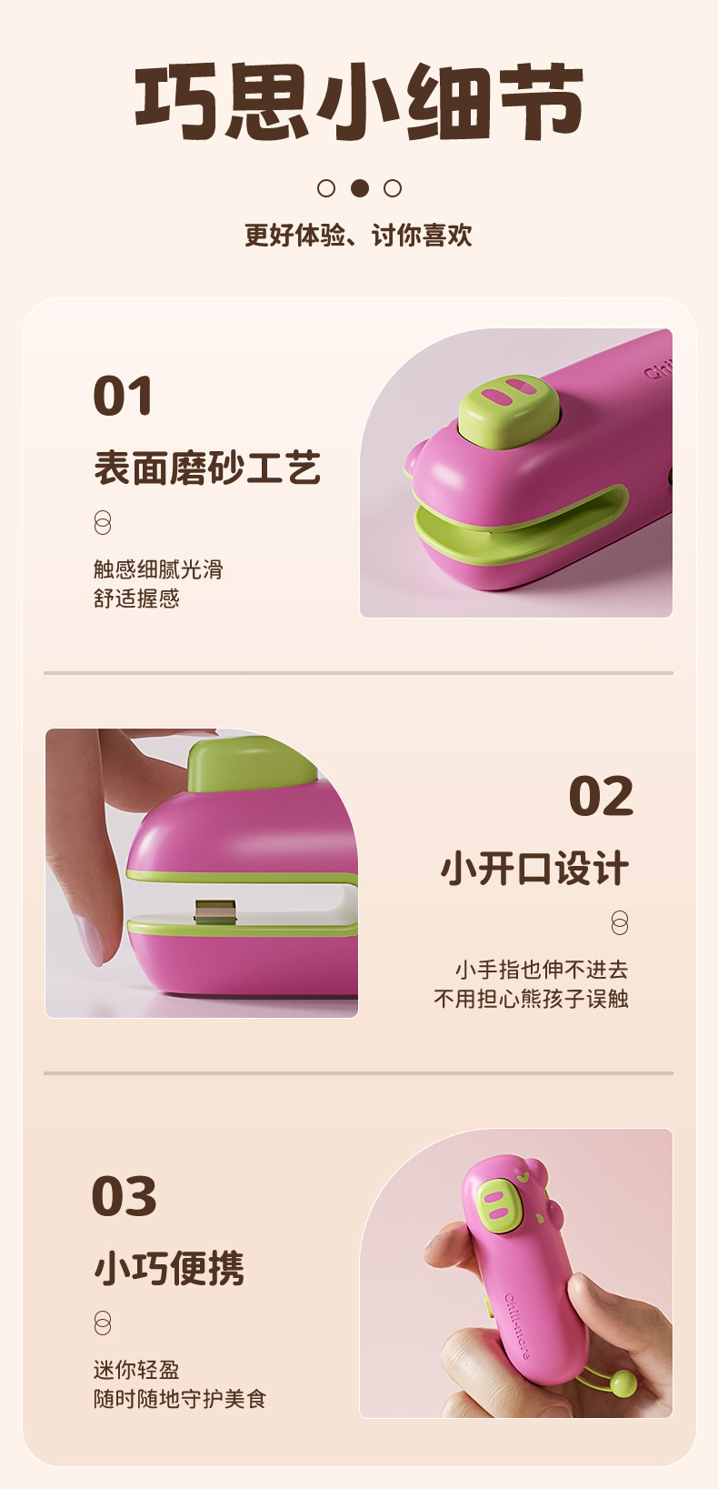 Mini heat sealer machine, portable, food sealing