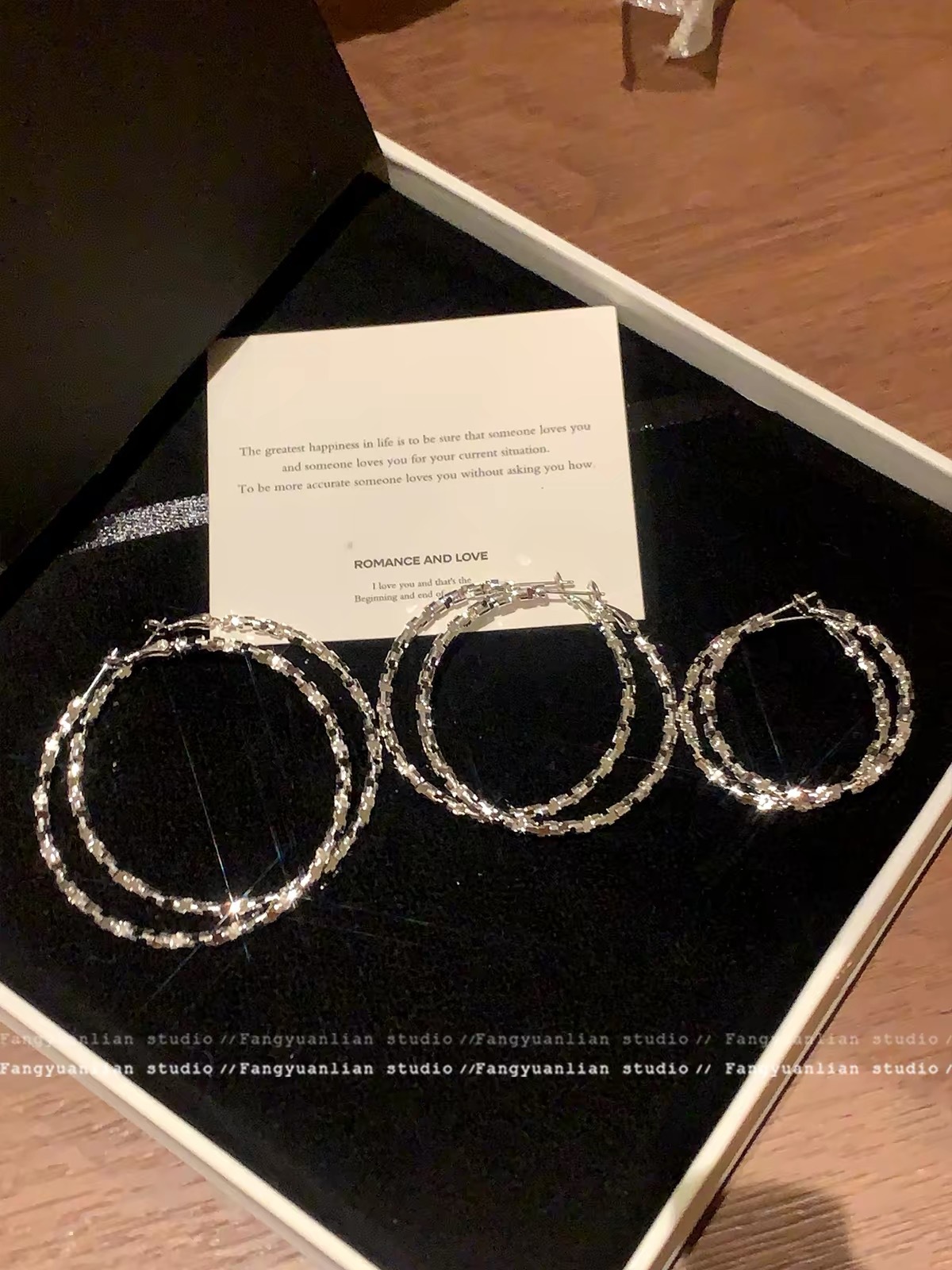 s925银针碎银子圈圈耳环夸张百搭素圈耳圈小众高级感轻奢耳钉耳饰