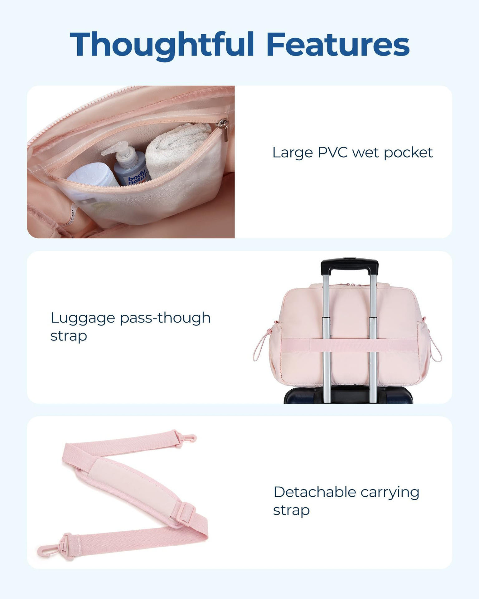 Women's travel bag, large capacity, sports and fitness