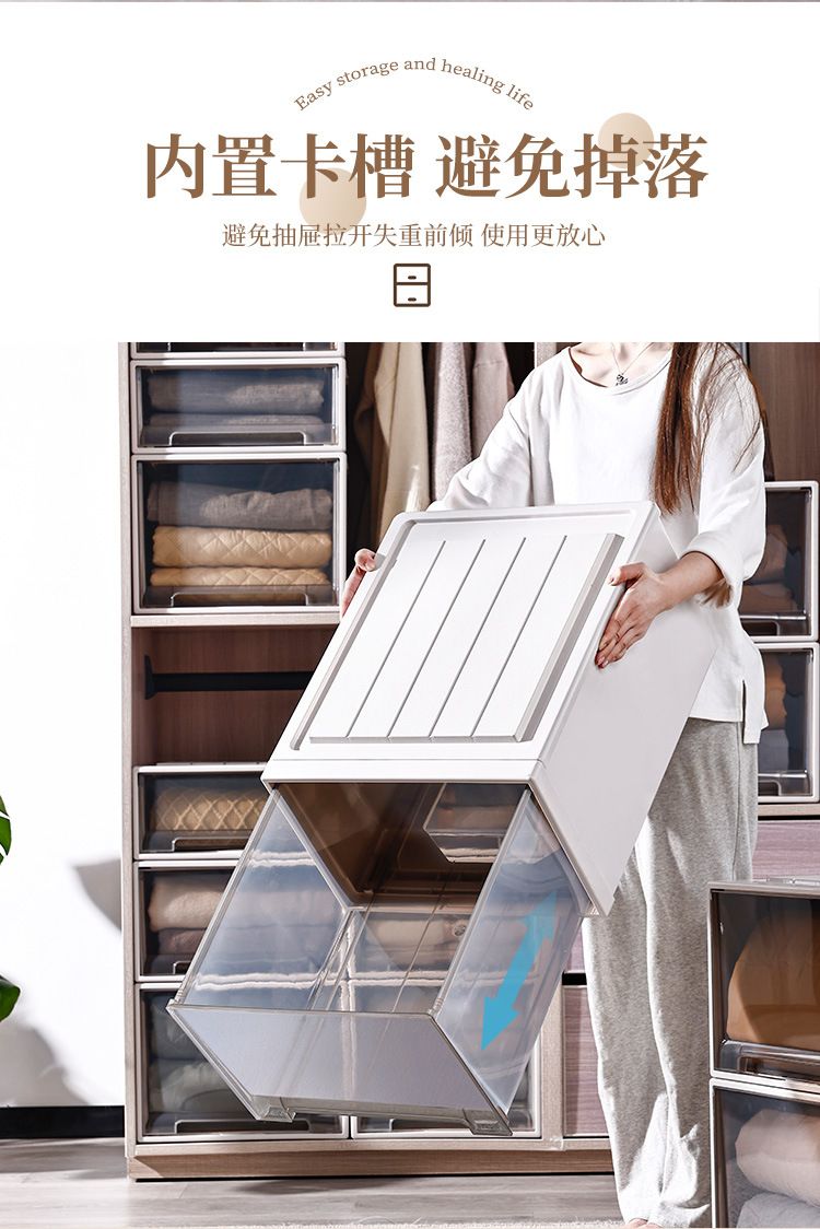 Storage box with drawers, multi-layer, transparent plastic