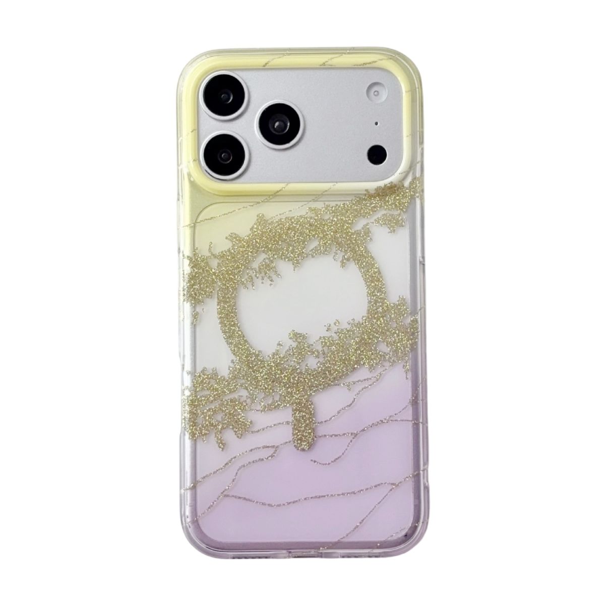 Apple 18 Pro Max çift katmanlı manyetik kılıf, altın dağ deseni