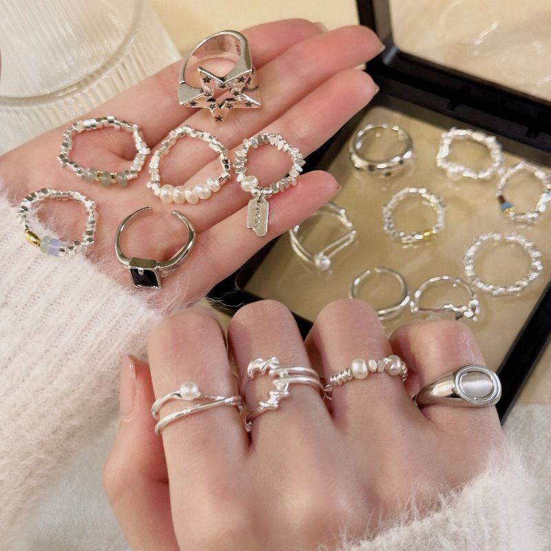 Damen-925er Silber koreanischer verstellbarer Ring, Nischendesign