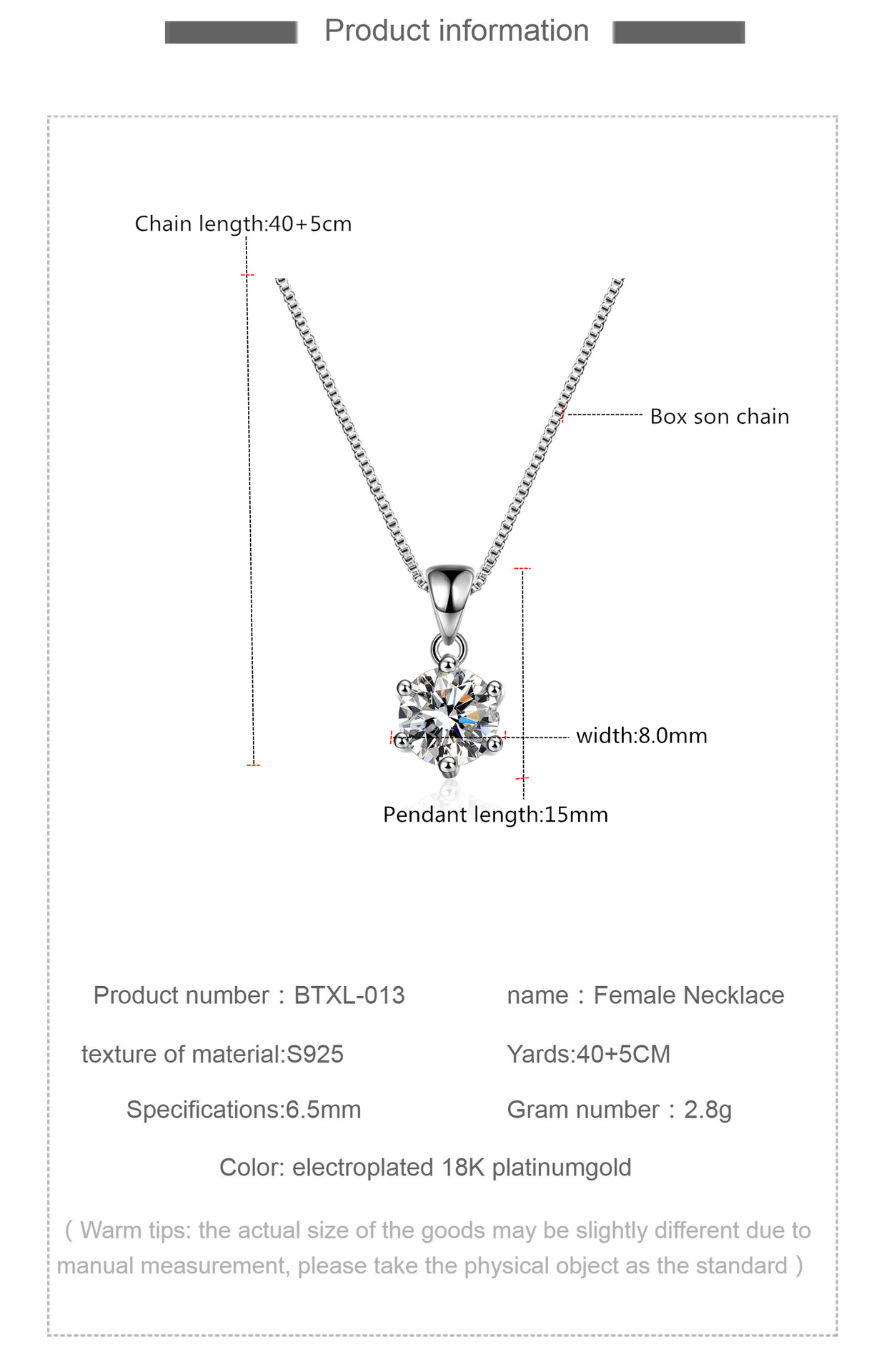 Moissanit-Anhänger-Halskette S925 Sterlingsilber rhodiniert