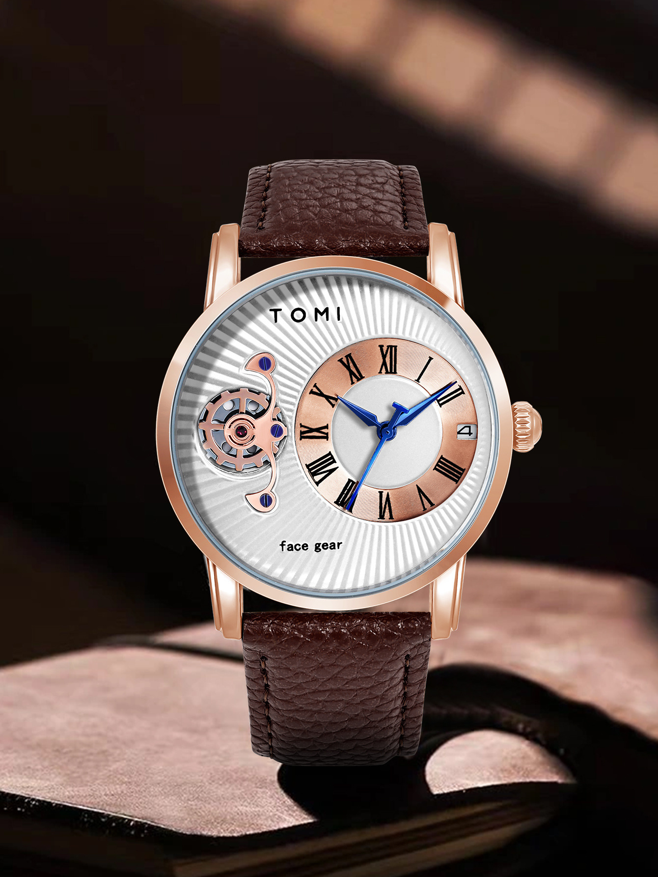 TOMI Face Gear Erkek Saati Kuvars Deri