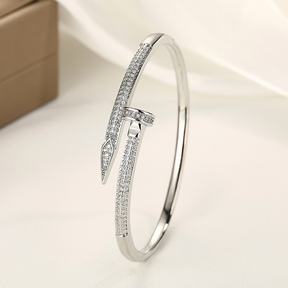 Wide round three-row crystal bracelet, metal snap clasp
