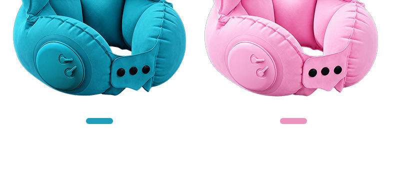 Press-type inflatable U-shape neck pillow, portable