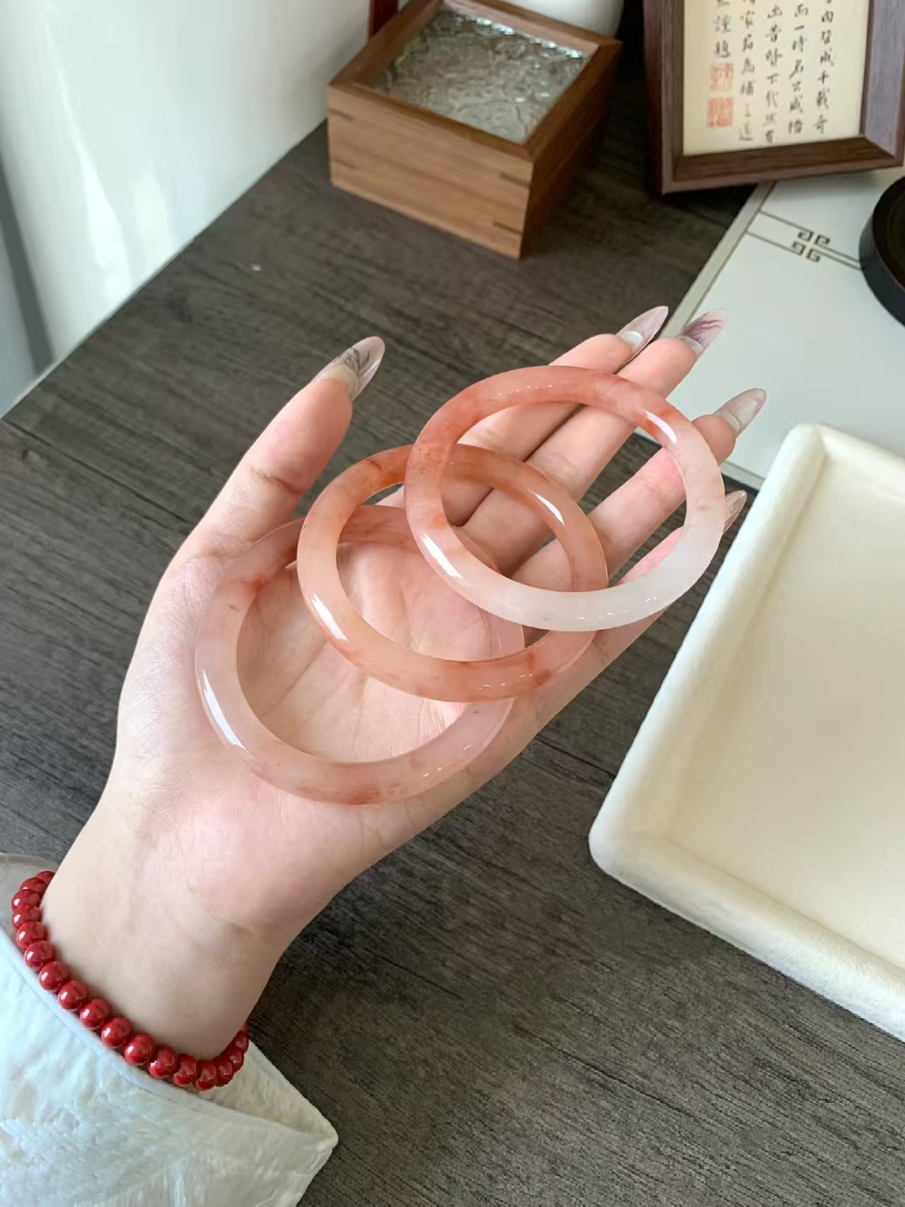Su mürekkep antik stil kadın bilezik, kalın model