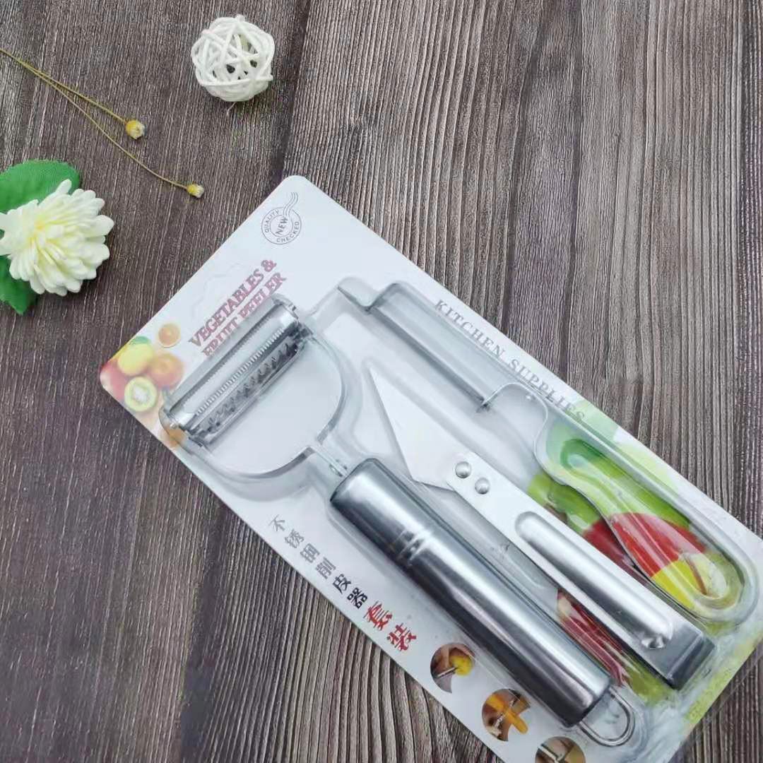不锈钢削皮刀三件套 刮皮器土豆三合一水果刨丝器切菜多功能瓜刨